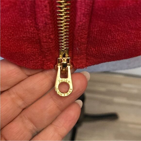 Juicy Couture Red Puffer Jacket Stand-Up Collar Cropped, XS - Picture 7 of 13